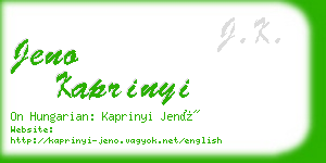 jeno kaprinyi business card